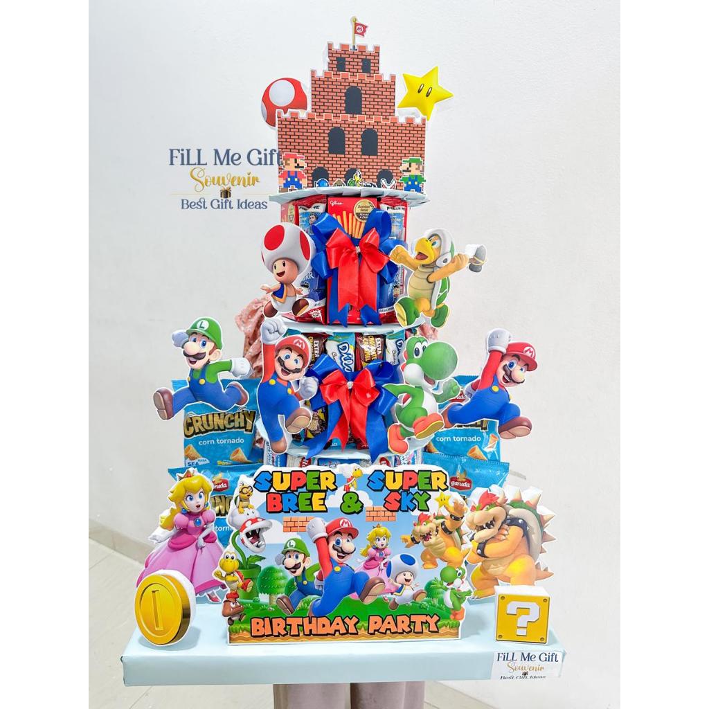 

BK - Mario Bros - Snack Tower Cake Tart Birthday / Kado Ulang Tahun Kue Snack Lucu Tingkat