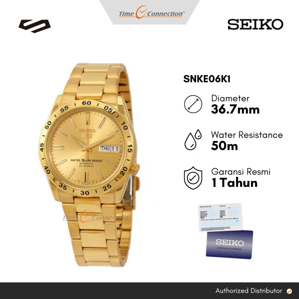 Seiko 5 SNKE06K1 Gold Automatic Original / Jam Tangan Pria Wanita Rantai SNKE06 Emas Otomatis