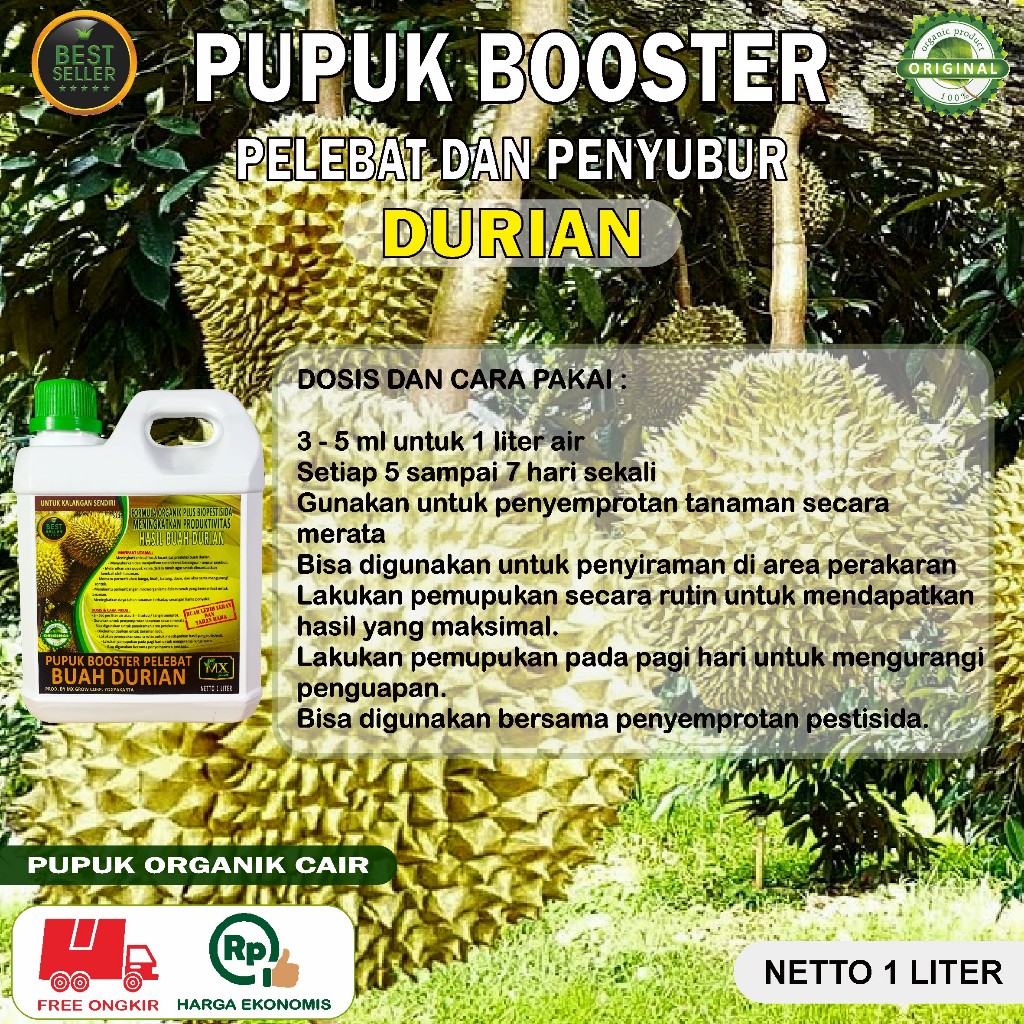 Berkahbaroka28 Pupuk Organik Cair Pelebat Penyubur Durian / Booster Durian / Pupuk Rabuk Tanaman