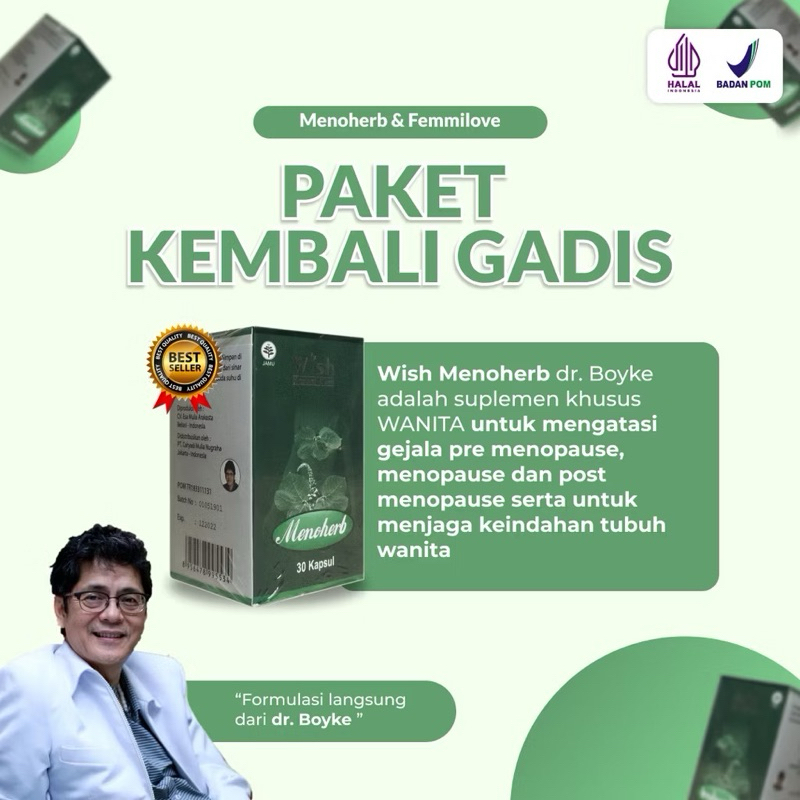 PAKET KEMBALI GADIS - Menoherb & Femmilove by Dr Boyke - Original RESMI dr. Boyke, BPOM & HALAL