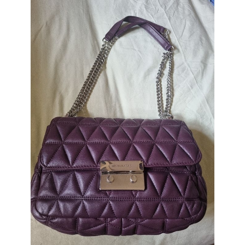 Preloved tas michael kors sloan quilted leather purple