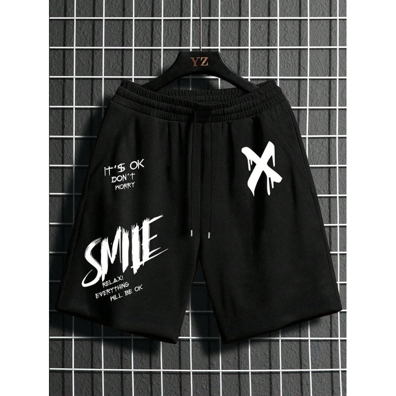 MOTIF SMILE X CELANA PENDEK PRIA CASUAL SIZE S M L XL 2XL 3XL 4XL 5XL