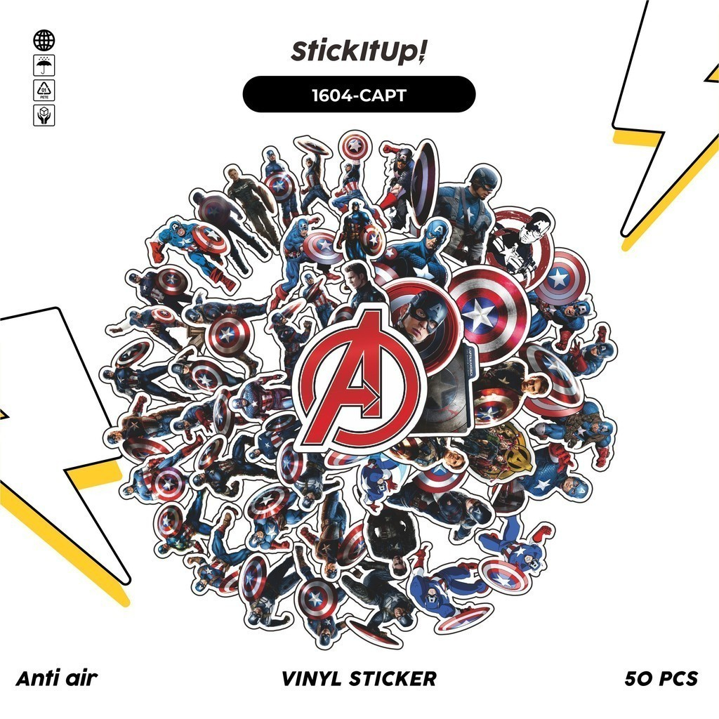 

COD✨ 100 Pcs Stiker MARVEL SERIES CHARACTER CAPTAIN AMERICA Lucu Anti Air Untuk Dekorasi Notebook Sepeda Skateboard Handphone DIY