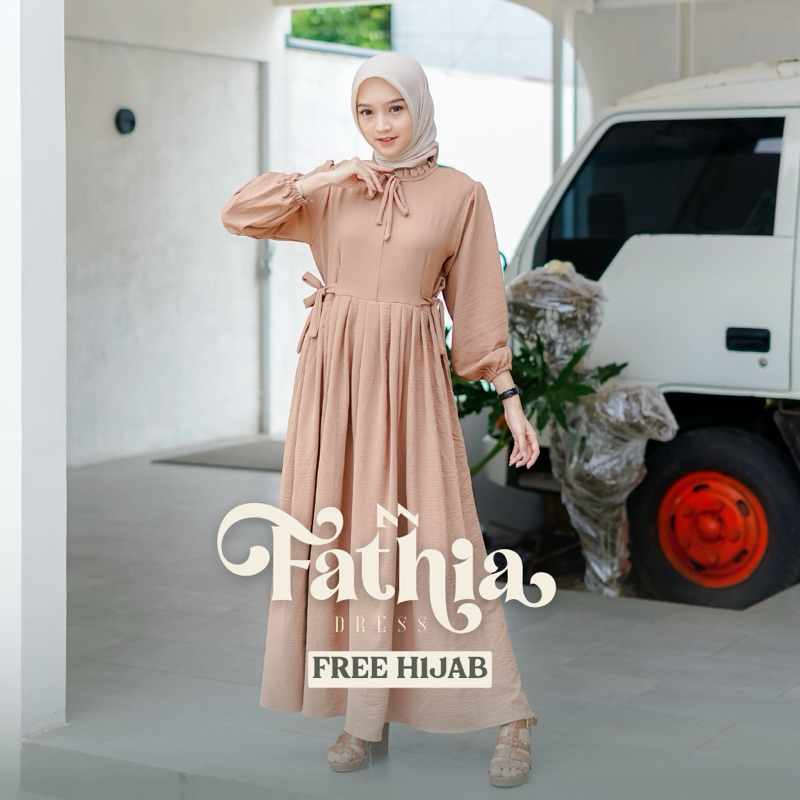 [myza] FREE HIJAB FATHIA DRESS PREMIUM | bahan crinkle airflow cey