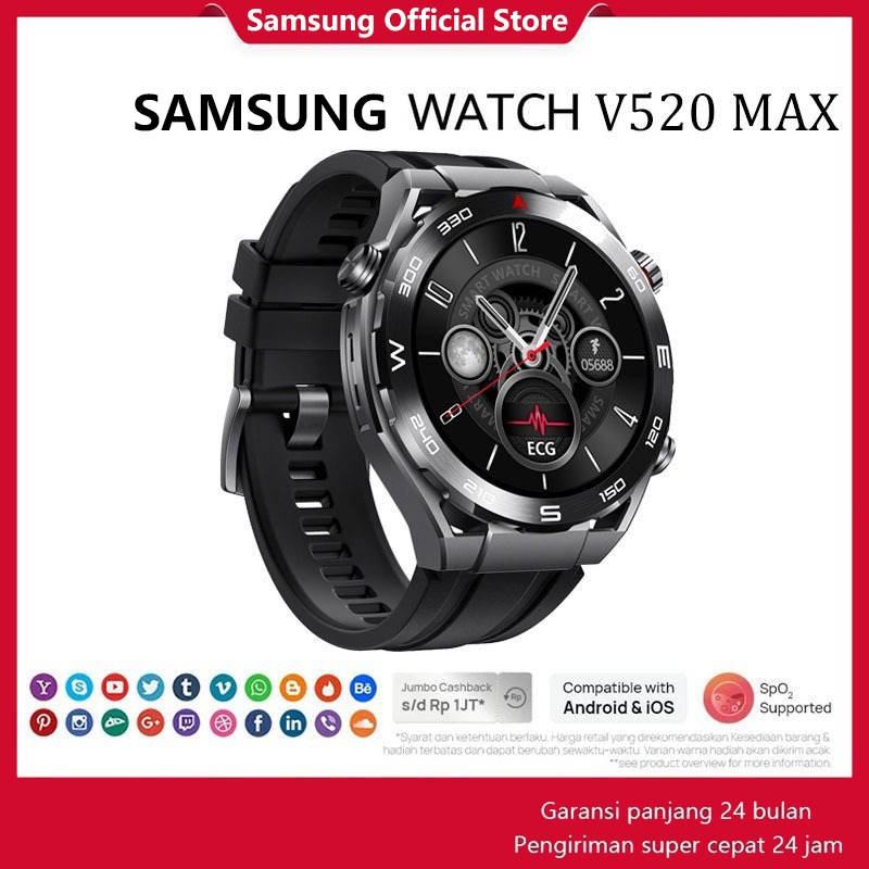 【100％✅Original】Samsung-smartWatch V520 Ultimate amoled jam tangan Pria Wanita Full Touch Screen Blue