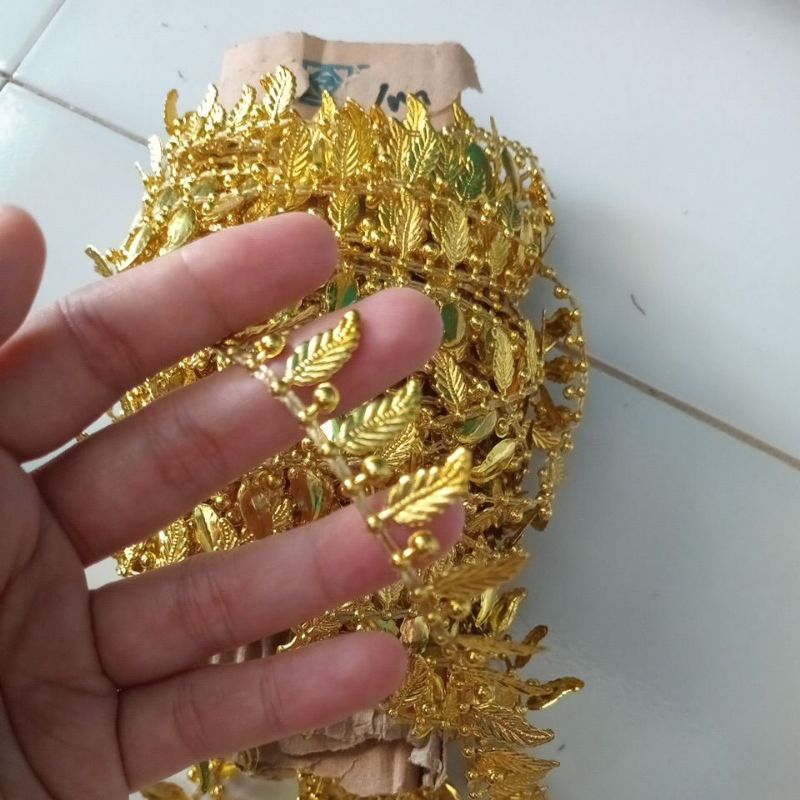 renda daun emas harga untuk 1meter