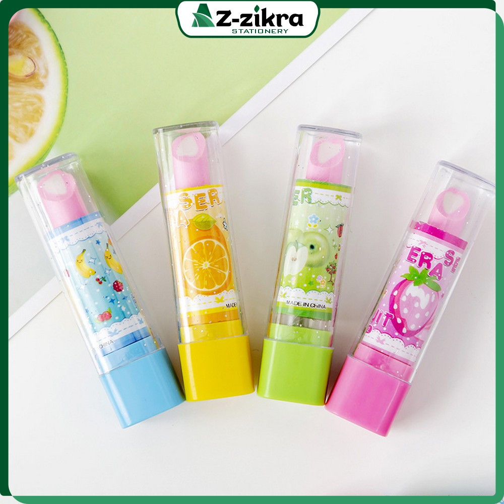 

Penghapus Pensil Model Lipstik Karakter Buah Random / Eraser Buah Warna Warni Lucu / Penghapus Pensil Eraser Fruits Import Az Zikra Stationery A70