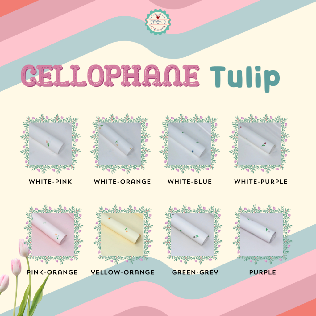 

ANEKA - [ LEMBARAN ] Kertas Cellophane Buket Bunga [ Motif Tulip ] Flower Wrapping Paper Celophane