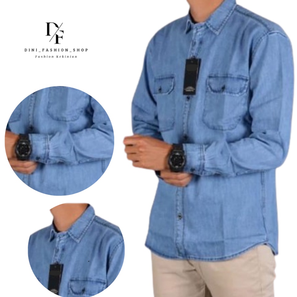 KODE G33A Kemeja Jeans Lengan Panjang Pria  Kemeja Jeans Denim Pria Casual  Kemeja Jeans Terbaru  Ke
