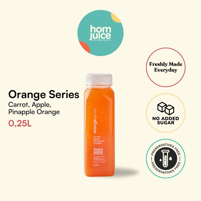 

Jus Sehat Jus Detox Cold Pressed Juice | Homjuice Orange Series 250ml Mix Buah dan Sayur Tanpa Gula Tanpa Pengawet