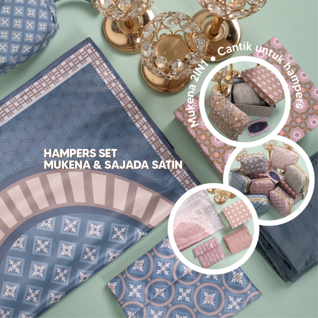 HAMPERS SET MUKENA SAJADAH SATIN - Mukena dan Sajadah Travel Compact