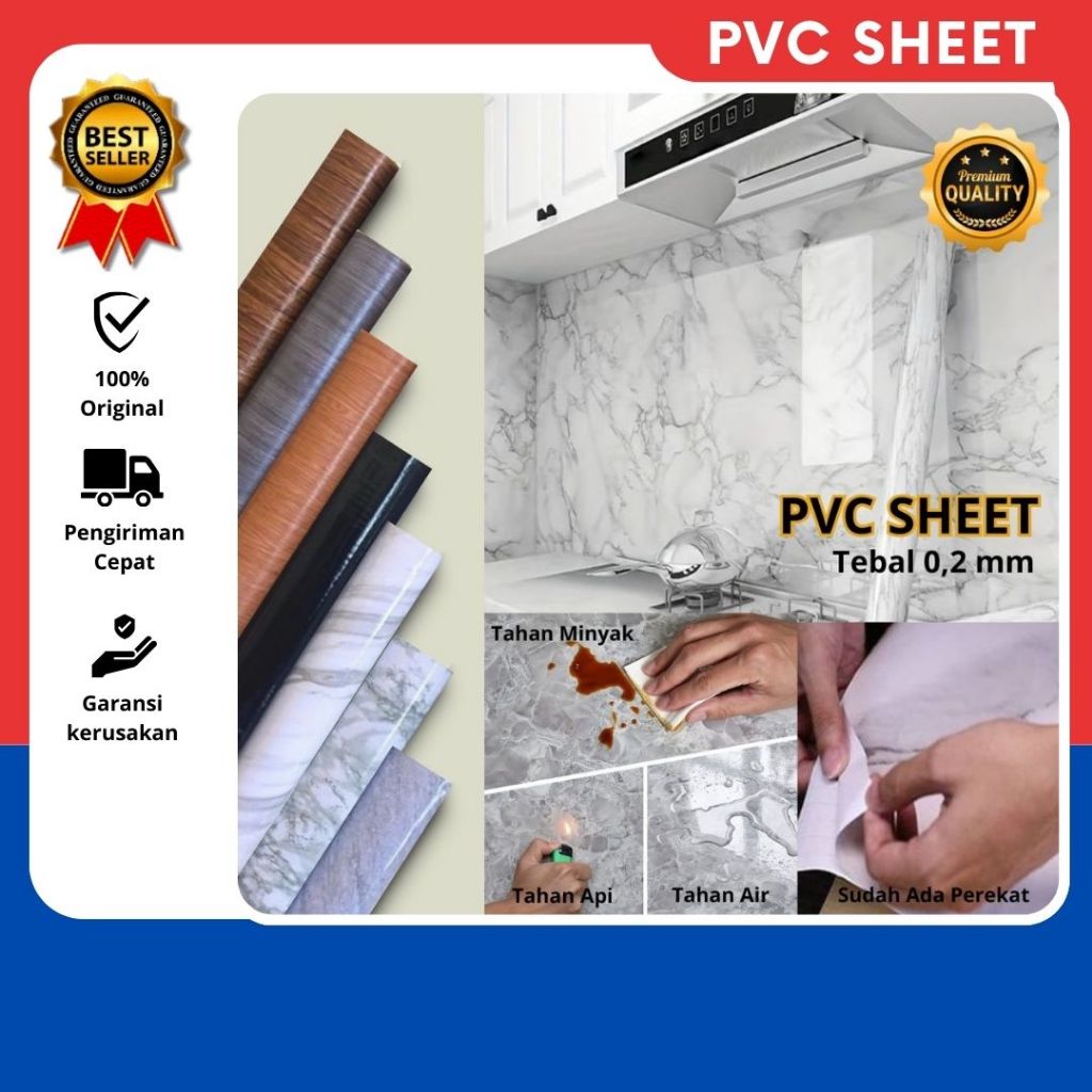 PVC SHEET  (Sudah ada Lem)//Deco Sheet pelapis furniture/ sticker murah pvc sheet/ motif marmer/ mot