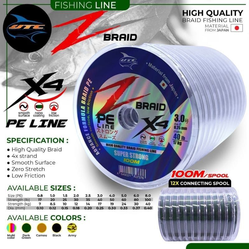 Senar pancing pe line utecate z Braid x4