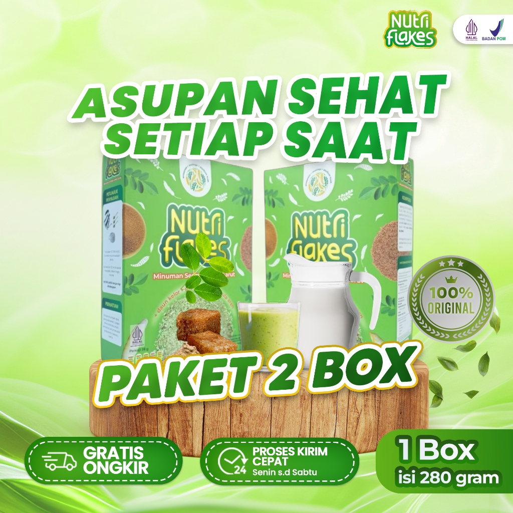 

Nutriflakes 2 Box - Sereal Sehat Atasi Asam Lambung, Maag & Kesehatan Pencernaan ORI