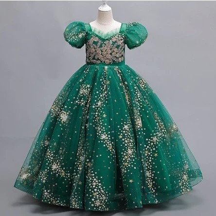 SPP-hijau 2024-O008-Gaun natal anak dress natal anak baju natal anak gaun kembang anak dress kembang