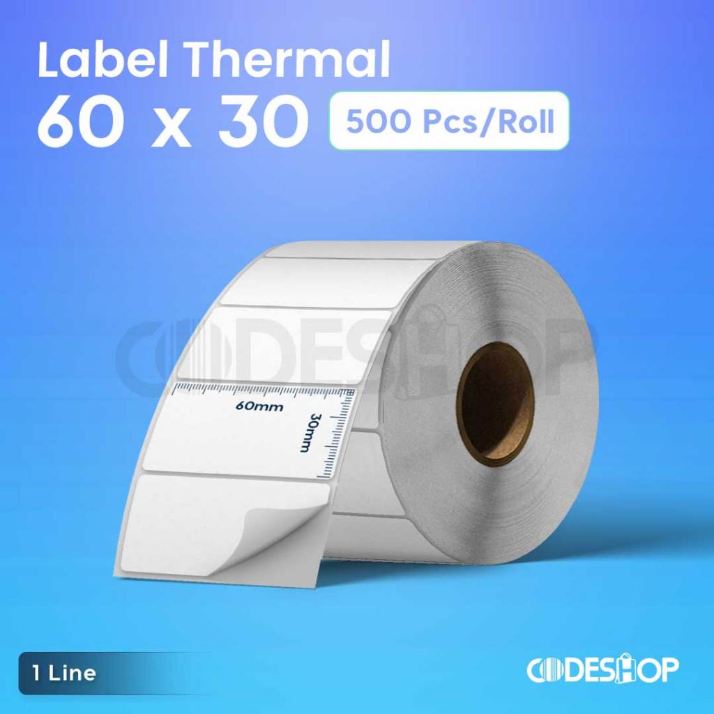 

Label 60 x 30 / 60x30 mm / 60x30mm Direct Thermal isi 500 Pcs Stiker