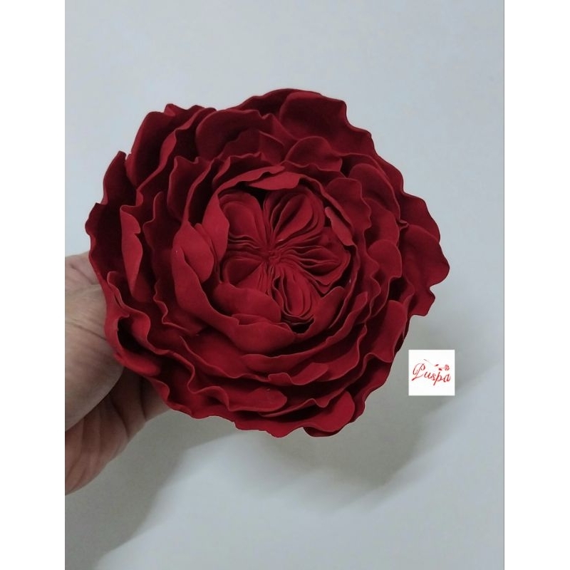 

(586/PRDA12)Gumpaste Flower Sugar Flower/Bunga Gumpaste David austin merah