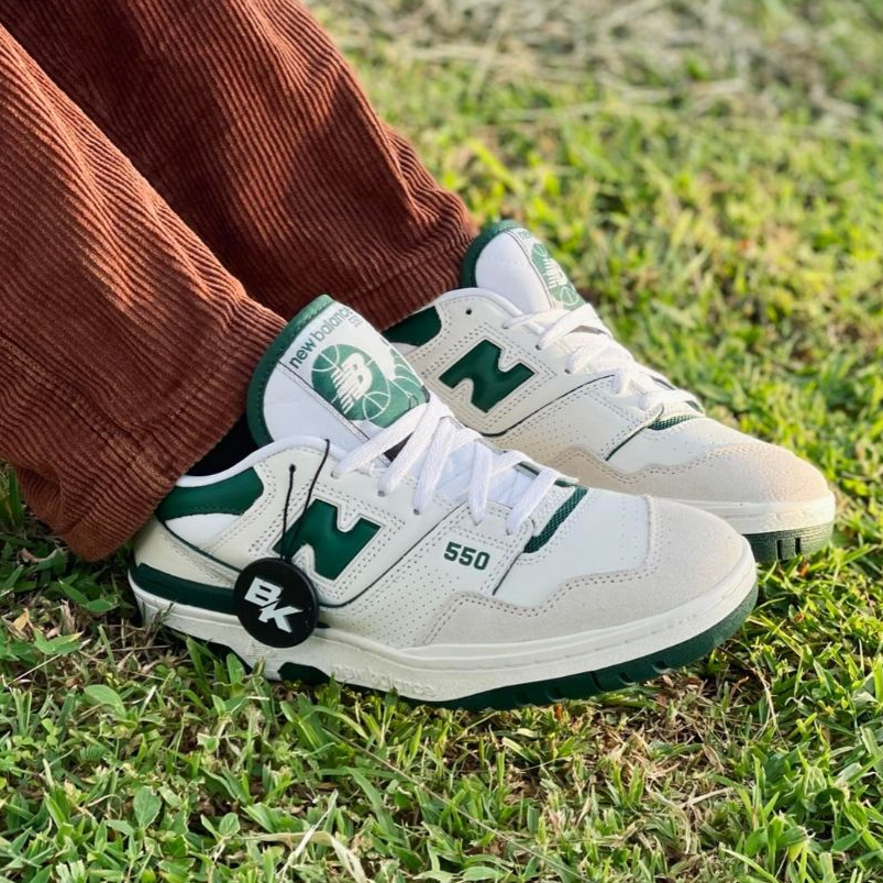 NEW BALANCE 550 GREEN WHITE 100% ORIGINAL