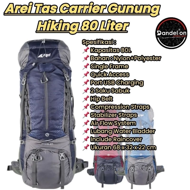 Arei Tas Carrier Gunung Hiking 80 Liter