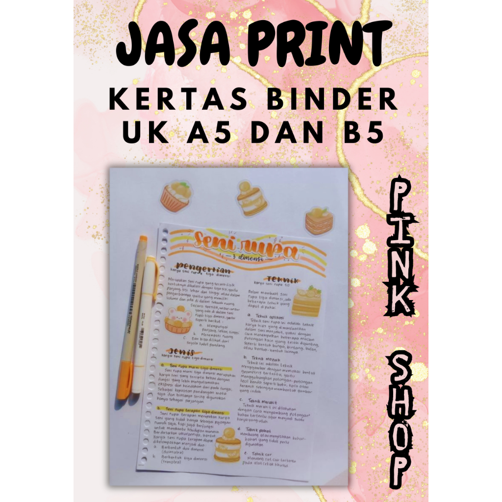 

Print Kertas Binder A5/B5 100 GSM (BISA BOLAK BALIK)