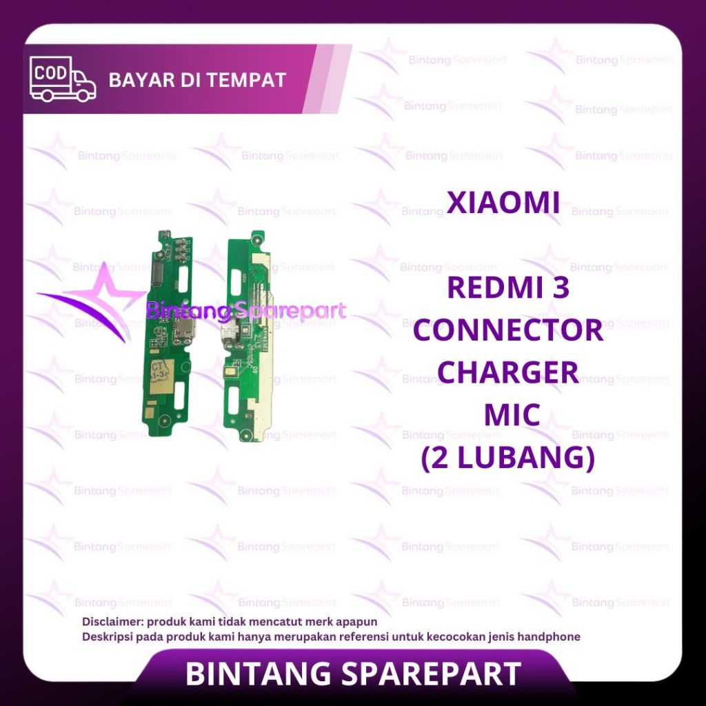 FLEXIBEL XIAOMI REDMI 3 + CONNECTOR CHARGER + MIC (2 LUBANG)