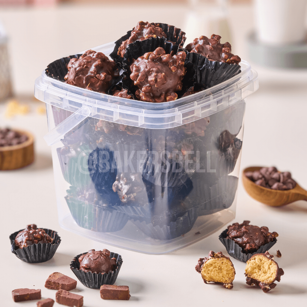 

BiteBox (Big Size) CHEESY POP Cookies Keju Lapis Dark Chocolate & Kacang Snack by Bakersbell - Cemilan Cookies Coklat Hitam dalam Dessert Box Snack