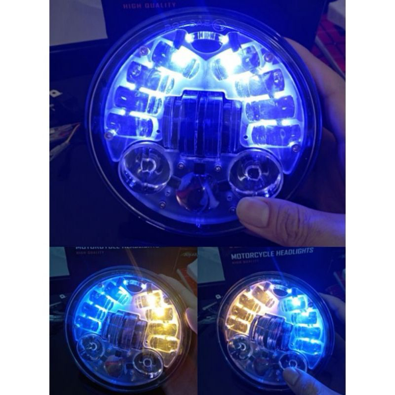 LAMPU DEPAN LED PREDATOR HEADLAMP BIRU SENJA UNIVERSAL MOTOR MOBIL