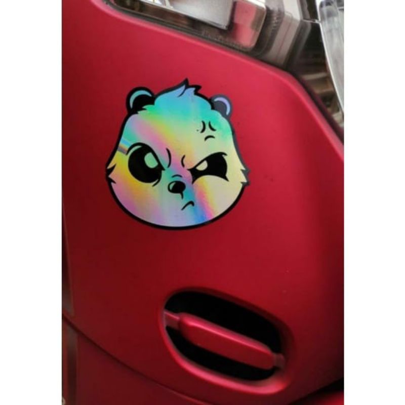 stiker panda hologram stiker panda lucu hologram stiker cutting panda