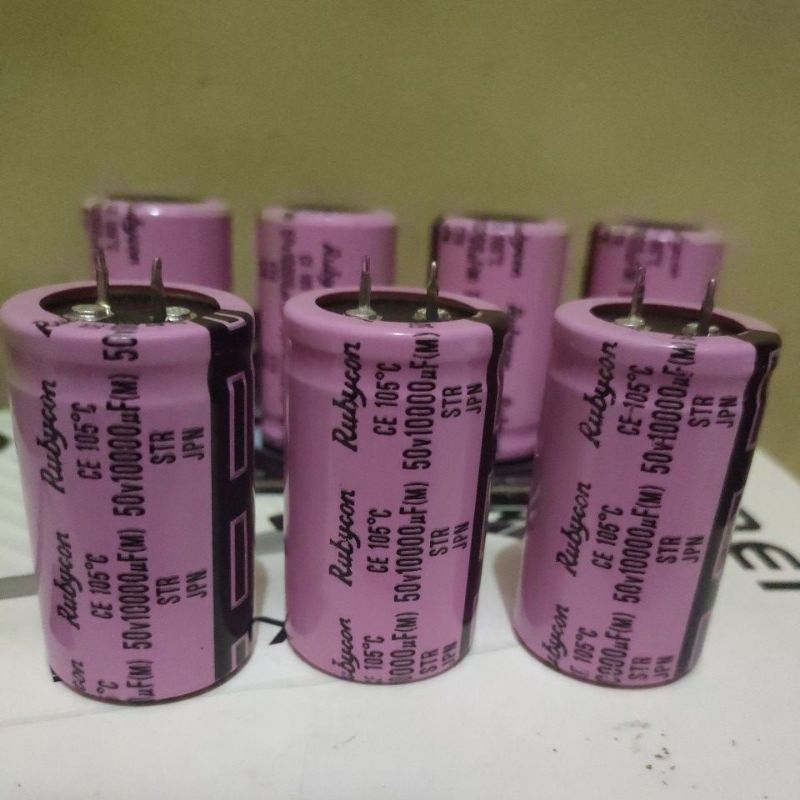 Kapasitor elco 10000uf 50vol Rubycon pink STR JPN