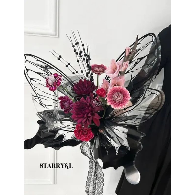 

1 SET (4 LEMBAR) Transparent Butterfly Wrapping Flower