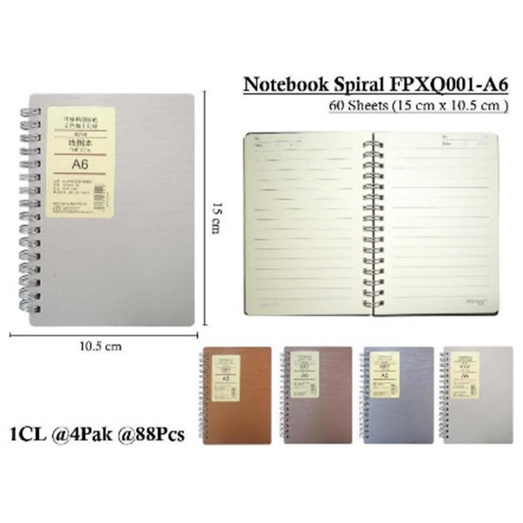 

WENGU NOTEBOOK SPIRAL SOFT RING ORIGINAL - BUKU SPIRAL 60 LEMBAR Fpxq-001-A6