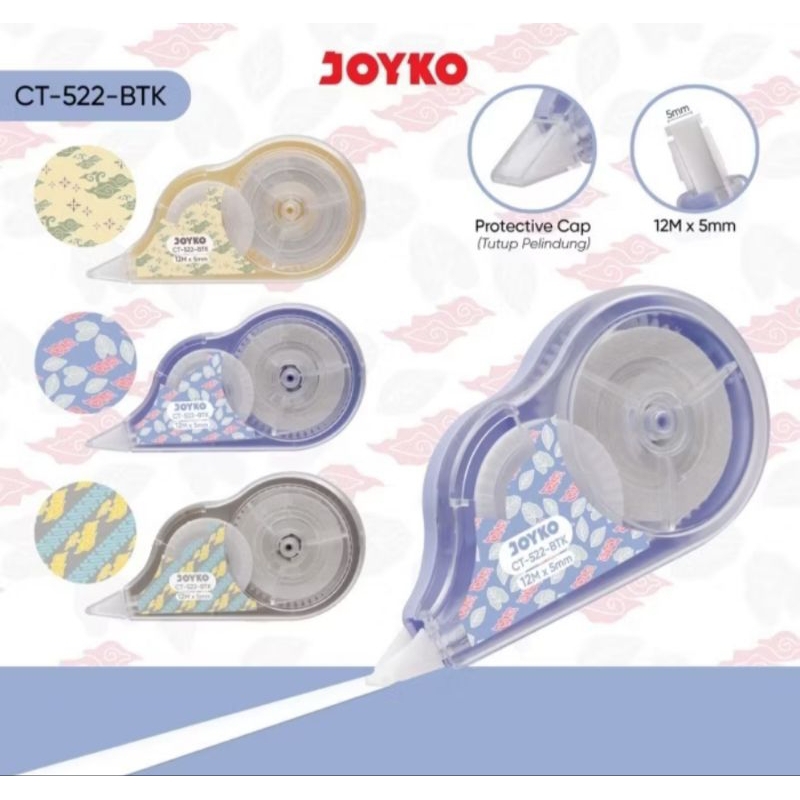 

TIPE X KERTAS/STIPO KERTAS/CORRECTION TAPE JOYKO CT-522 BTK MOTIF BATIK