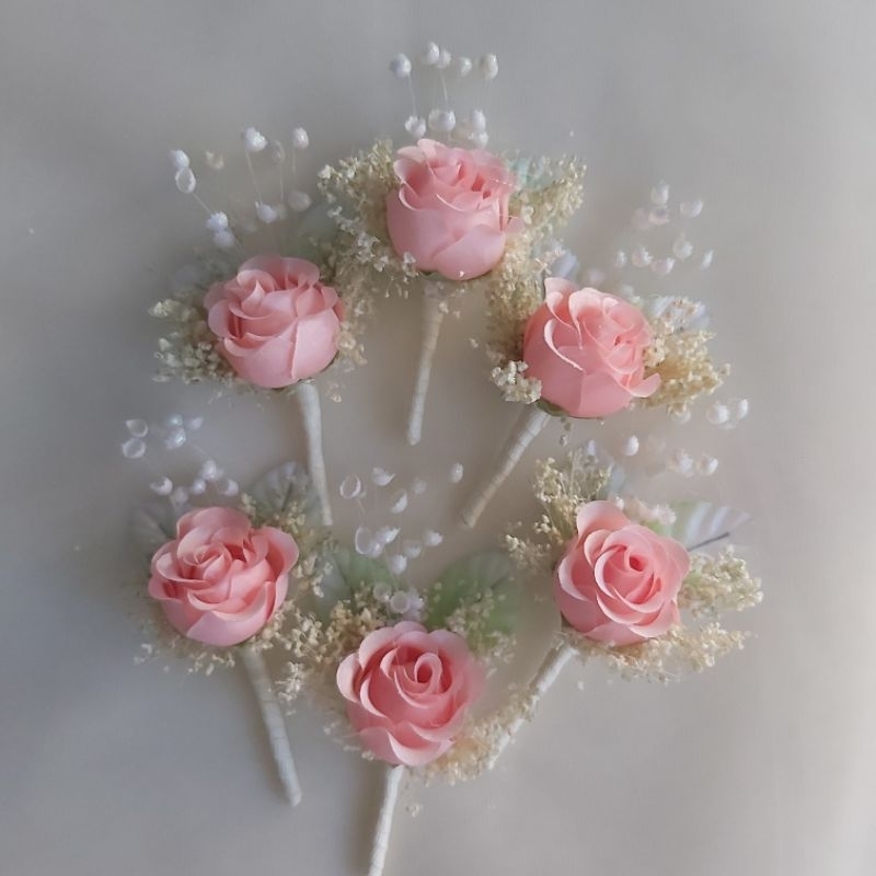 corsage peach bunga jas sumdok bros kebaya