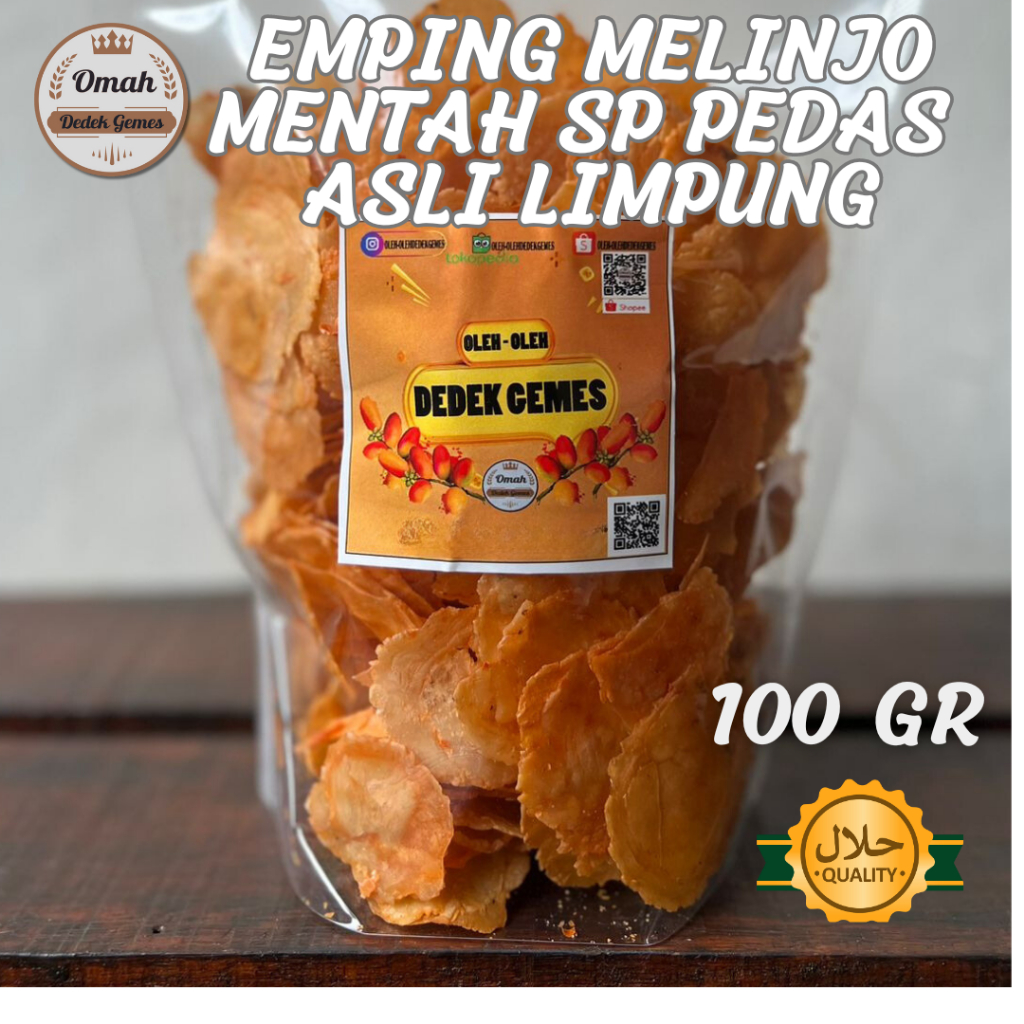 

Emping Pedas Manis Mentah SP 100 gr Siap Goreng Kualitas Super Asli Produksi Limpung