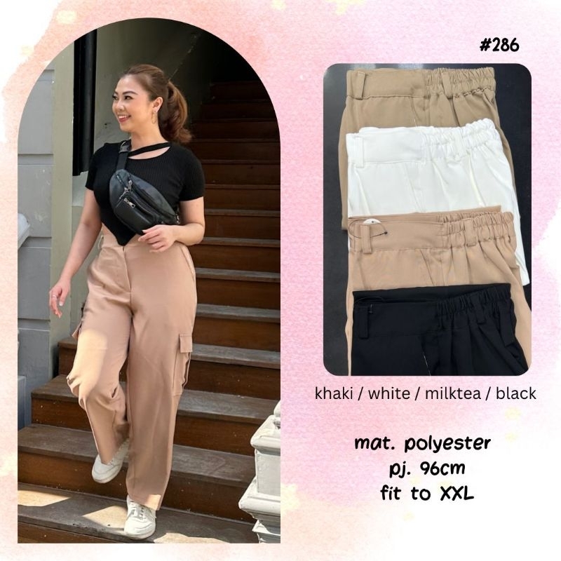 Celana cargo wanita Bahan Polyester celana santai