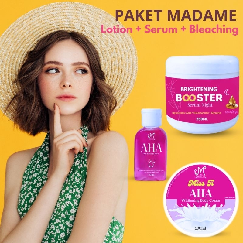 

MISS TI - Bleaching AHA 100ml+Lotion200ml + AHA Serum 30ml pink prioritas white