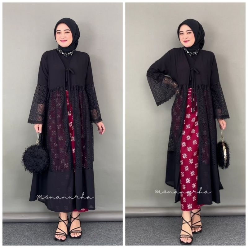 Cica Outer Brukat Cardigan Brokat Lengan Panjang atasan outher brukat Outer Brokat outer Tulle outer