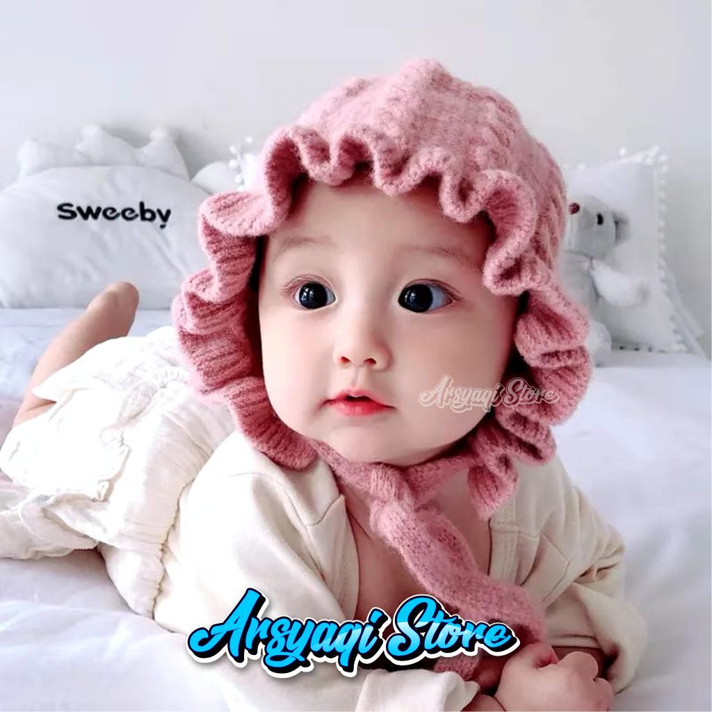 Topi Kupluk Bayi Perempuan Model Bonet rempel