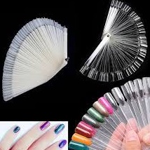 Paling Terjamin Color Chart ring display kuku nail art Kutek Gel Kuku Palsu Transparant Kipas Isi 5P