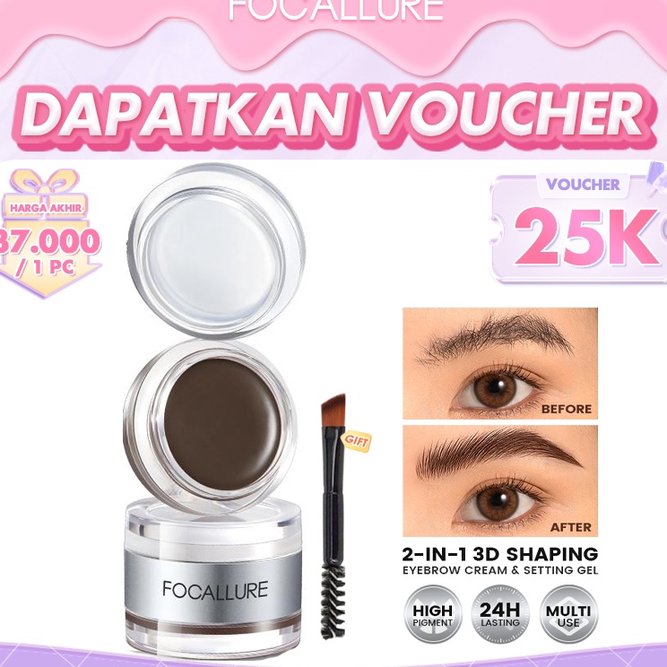 Murah Untung  FOCALLURE 2in1 Eyebrow Cream  Setting Gel 3D Proshape