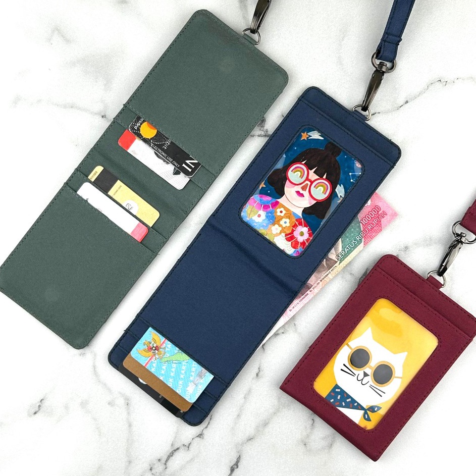 

Hadir Terheboh ID card holder hanging wallet name tag kartu dan slot uang lanyard magnet