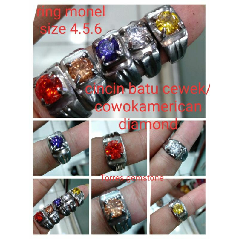 CINCIN BATU PRIA/WANITA AMERICAN DIAMOND CATING