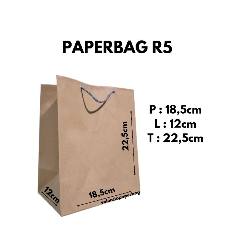 

PaperBag R5 , Paperbag Cokelat Polos 18x12x22