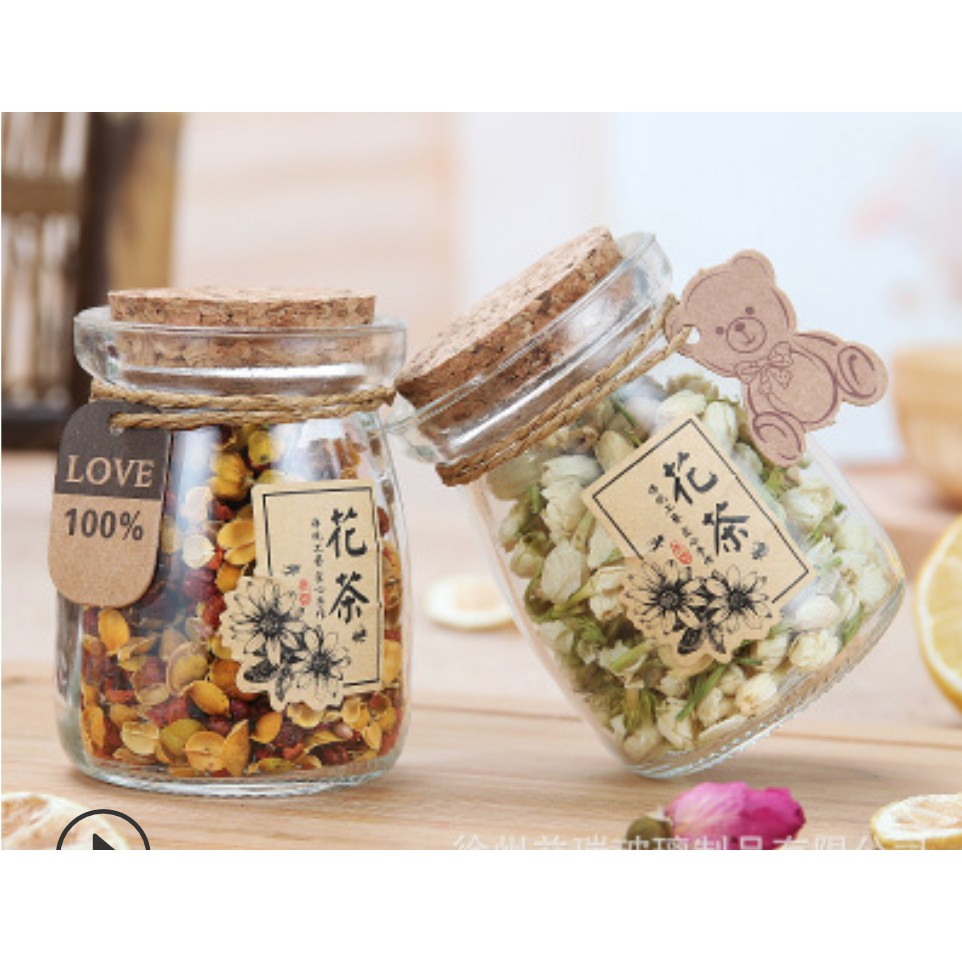 Jar Tutup Gabus 100ml 150ml 200ml Botol Kaca Glass Bottle Glass Jar Wish Kayu Jar MakananJar Ramuan 
