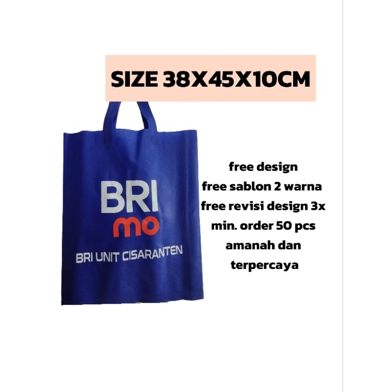 

Tas Goodiebag Spunbond Custom sablon logo nama ukuran 38x45x10cm