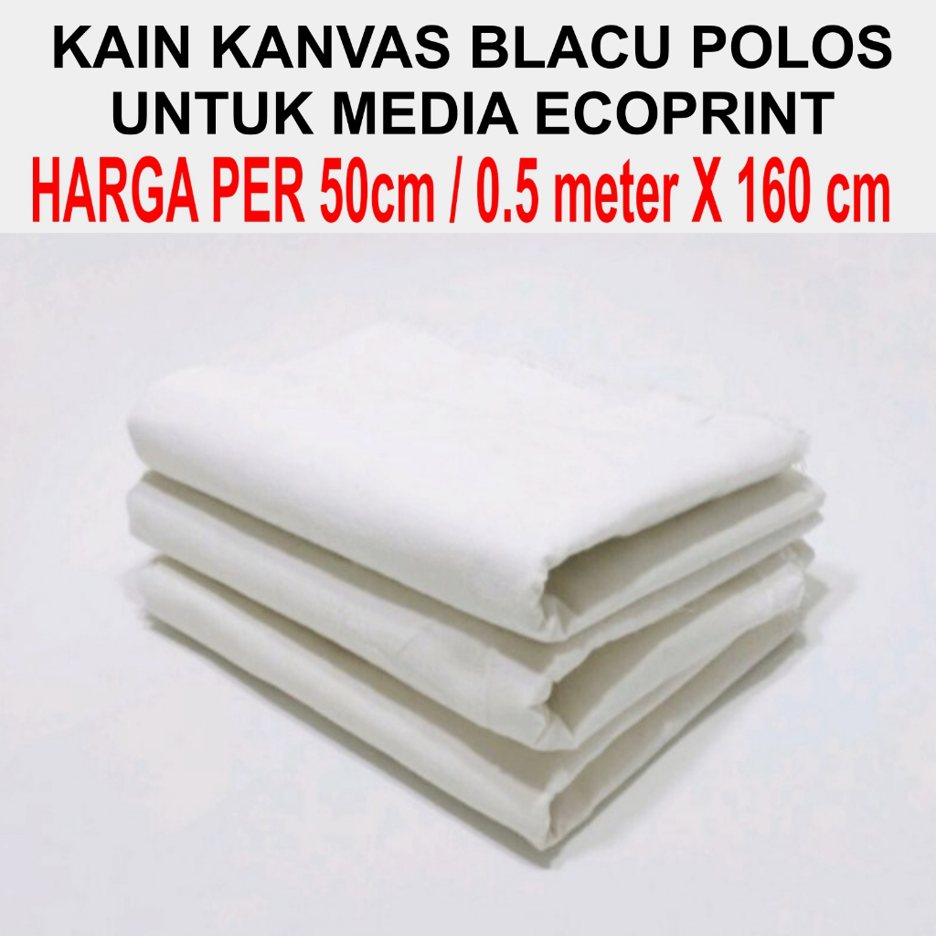 

Kanvas lukis DIY CRAFT kain kanvas blacu polos meteran untuk media ecoprint pounding 50x160cm tebal