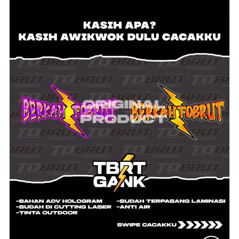 

CLEARANCE SALE STIKER TBRT GANK ORIGINAL (1PACK = 8PCS RANDOM)
