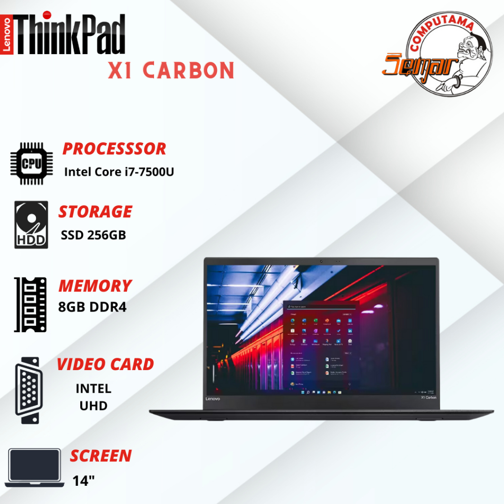 Laptop Lenovo Thinkpad X1 Carbon 5th Core i7 Gen7 RAM 8GB SSD 256GB
