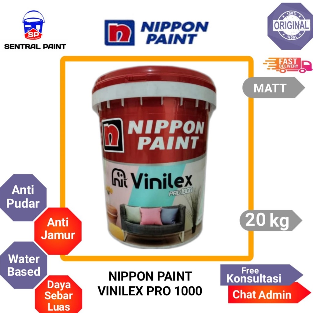 Cat Tembok Vinilex Pro 1000 (20 Kg) Nippon Paints / Cat Nippon Paints Vinilex Pro 20 kg