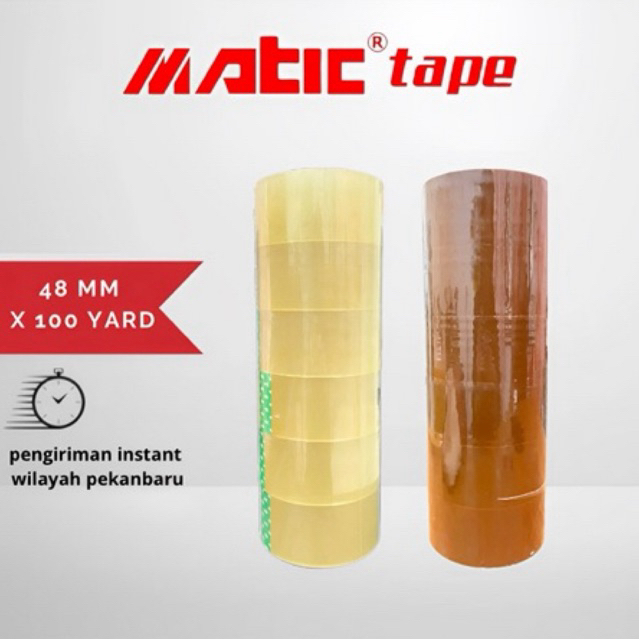 

MATIC 48 MM x 100 YARD OPP Tape Murah Coklat dan Bening Kekuningan - Lakban packing bening kekuningan & coklat